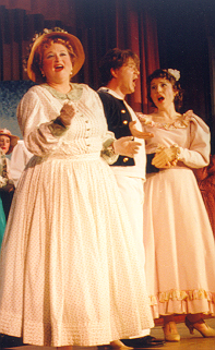 Beth in HMS Pinafore 1997 — 'Hebe', with Brad Peloquin — 'Ralph' and Suzanna Adams — 'Josephine' Beth in HMS Pinafore 1997 — 'Hebe', with Brad Peloquin — 'Ralph' and Suzanna Adams — 'Josephine'