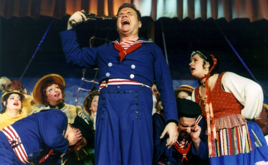 Jad in HMS Pinafore 2002 — 'Ralph', with Laurel Schneiderman, Christina Arden-Hopkins, Paul Schantz — 'Boatswain', Stuart Beck — 'Carpenter', and Micky Molongoski — 'Buttercup' Jad in HMS Pinafore 2002 — 'Ralph', with Laurel Schneiderman, Christina Arden-Hopkins, Paul Schantz — 'Boatswain', Stuart Beck — 'Carpenter', and Micky Molongoski — 'Buttercup'